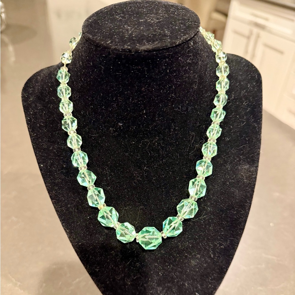 Vintage Czech Necklace 1920s
Absythe Green Bohemian Crystal Collar